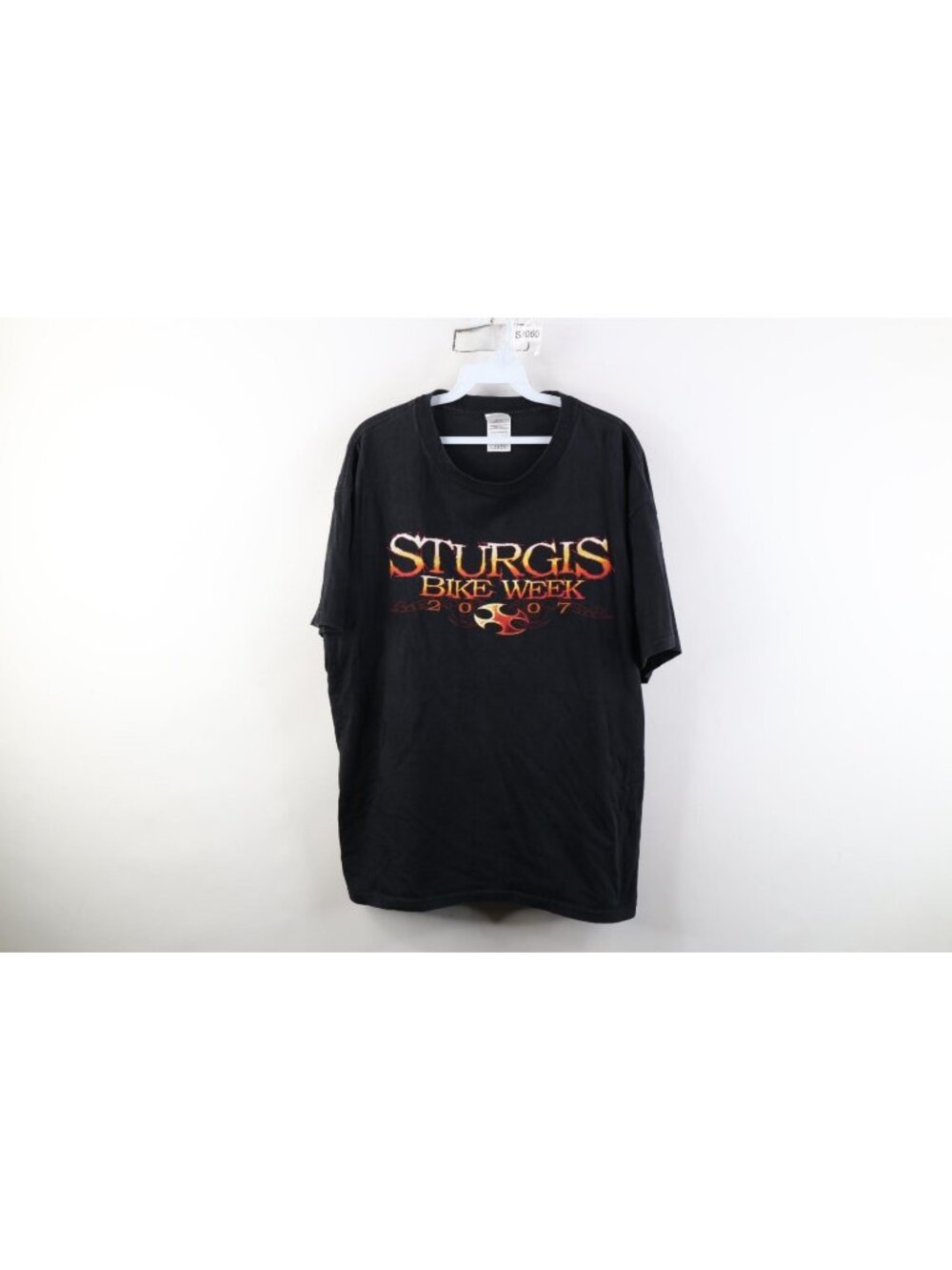 Vtg Y2K 2007 Mens Large Sturgis Bike Week Tribal Fire Flames Hog T-Shirt Black